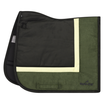 Saddlepad ES-SimiLeath Striped dressage -  Olive