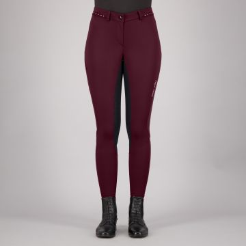 Riding breeches ES-Equitation Queen Diamond FullGrip -  Dark berry